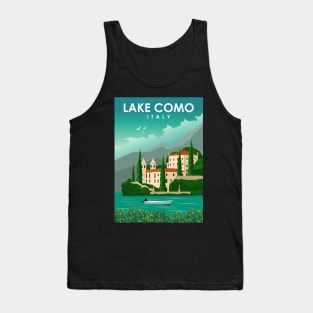 Lake Como Italy Vintage Minimal Retro Travel Poster Tank Top